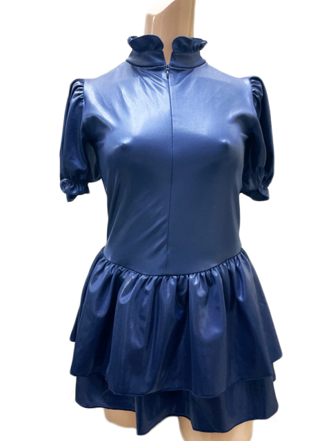 【日本産】 wbb-4533 スーパーウェットパフスリーブWスカート型レオタード 濃紺/3L コスプレ衣装