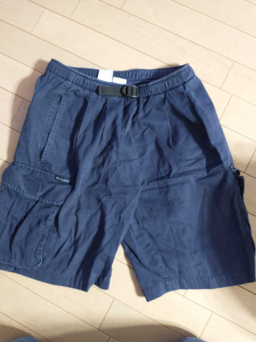 ★古着 Columbia サイズM相当 短パン ハーフパンツ ショートパンツ 紺 紺色 服 ビンテージ アウトドア キャンプ 送料無料