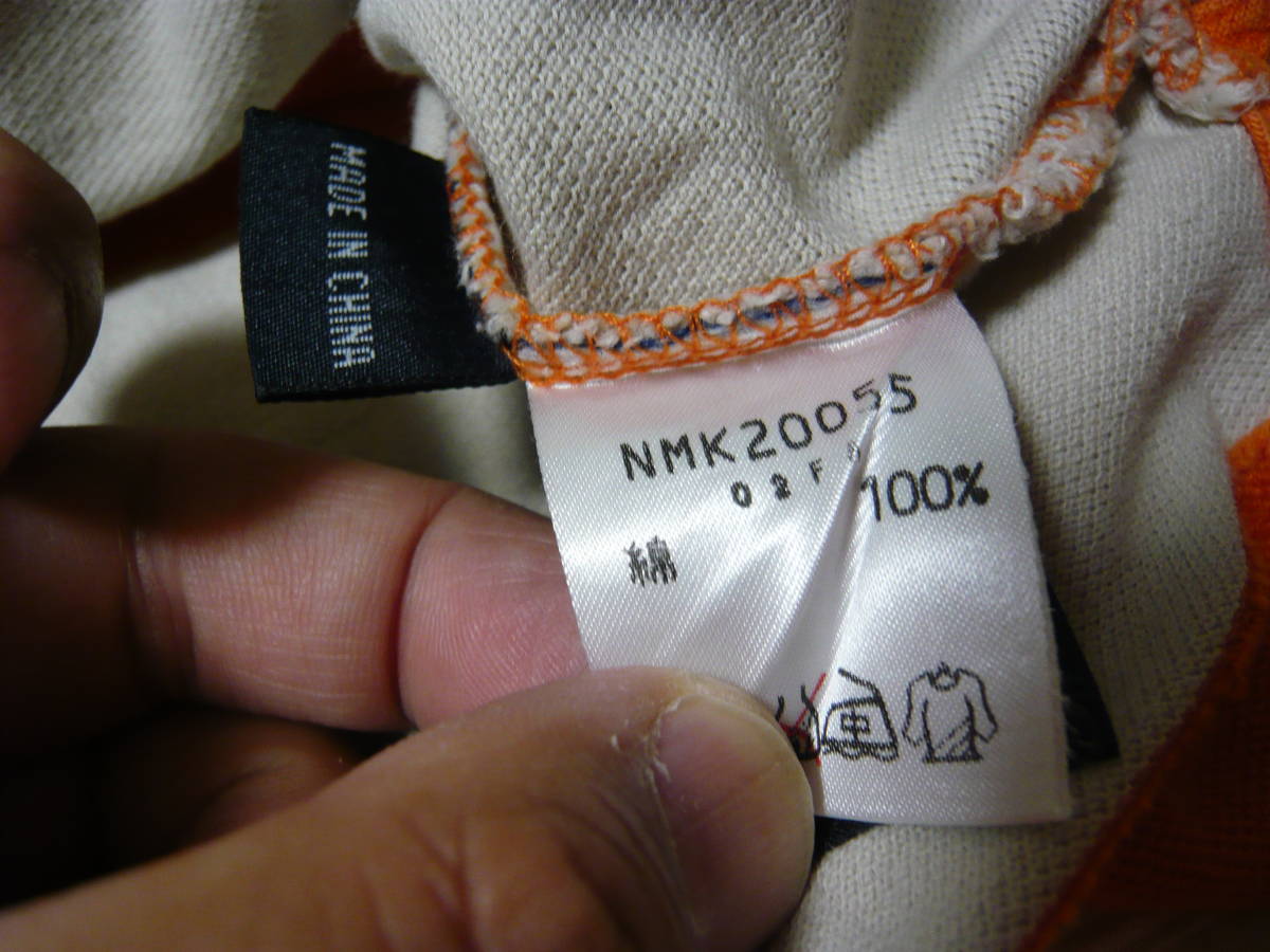 NAUTICA ノーティカ ノーチカ マリンボーダー 胸刺ロゴ カノコポロシャツ 鹿の子ポロシャツ オレンジ×ベージュ メンズS(日本M～L相当)_画像10