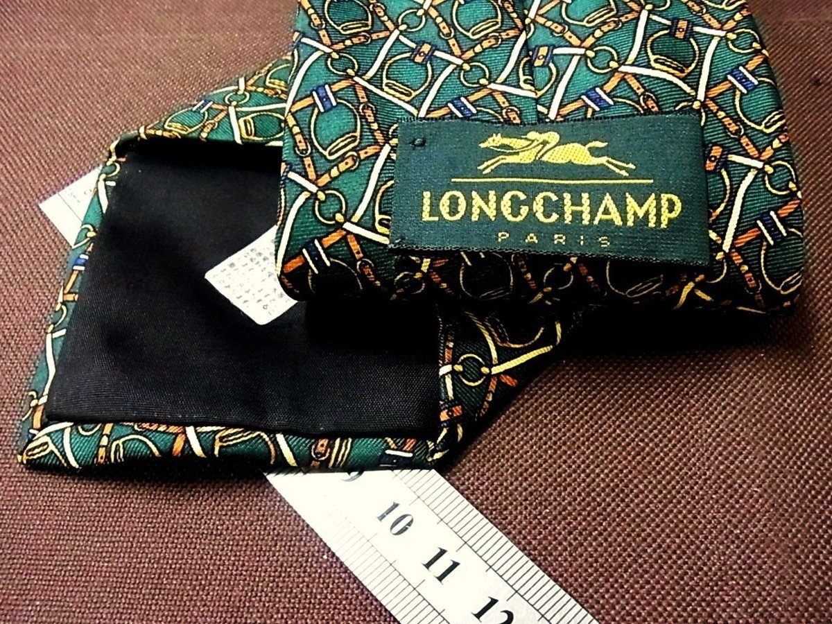 ♪23438C♪良品【皮 ベルト 鐙 馬具 柄】ロンシャン【LONGCHAMP】ネクタイ_画像2