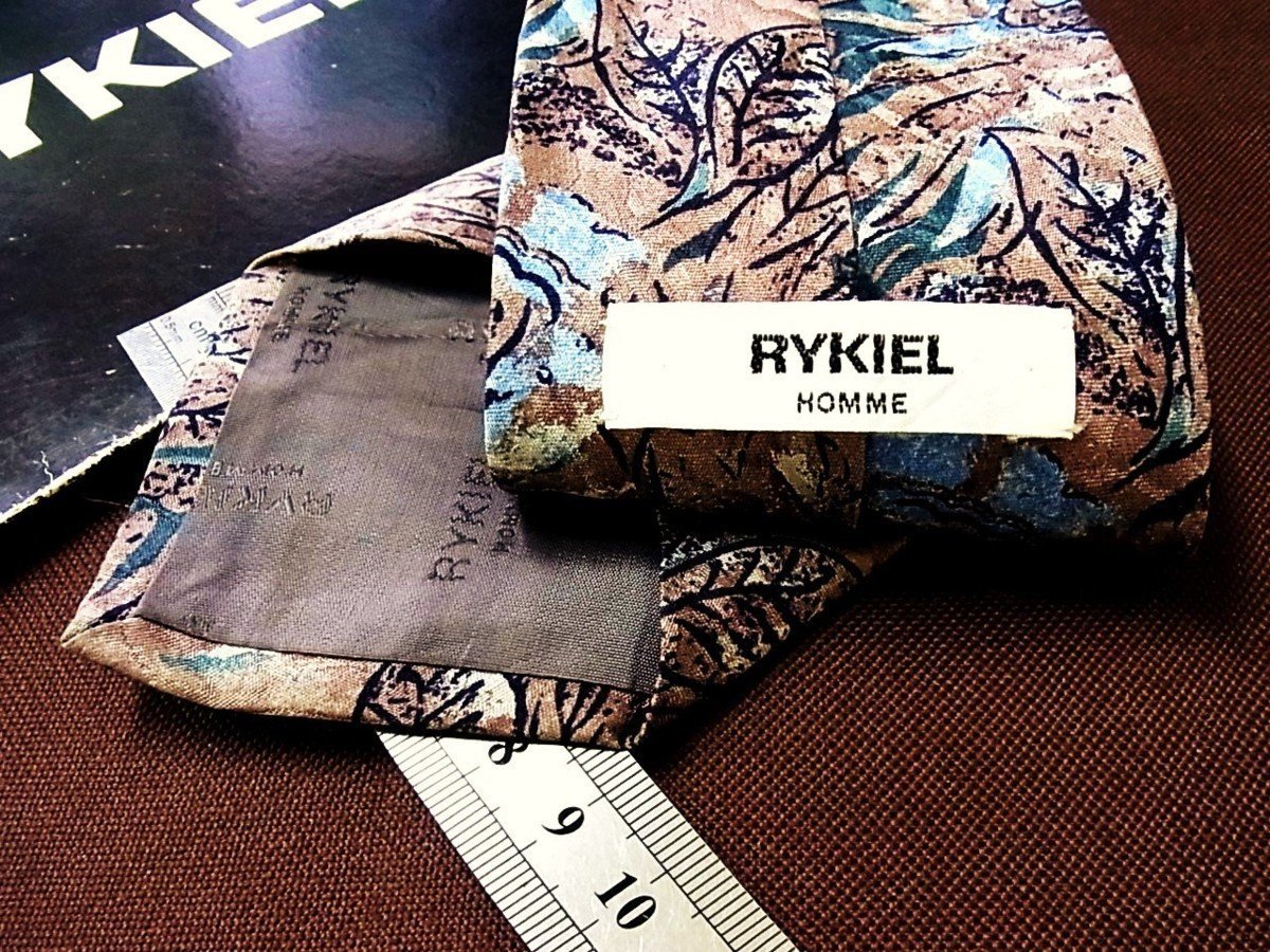 ♪23609C♪良品【花 植物 葉っぱ 柄】ソニアリキエル【RYKIEL】ネクタイ_画像2