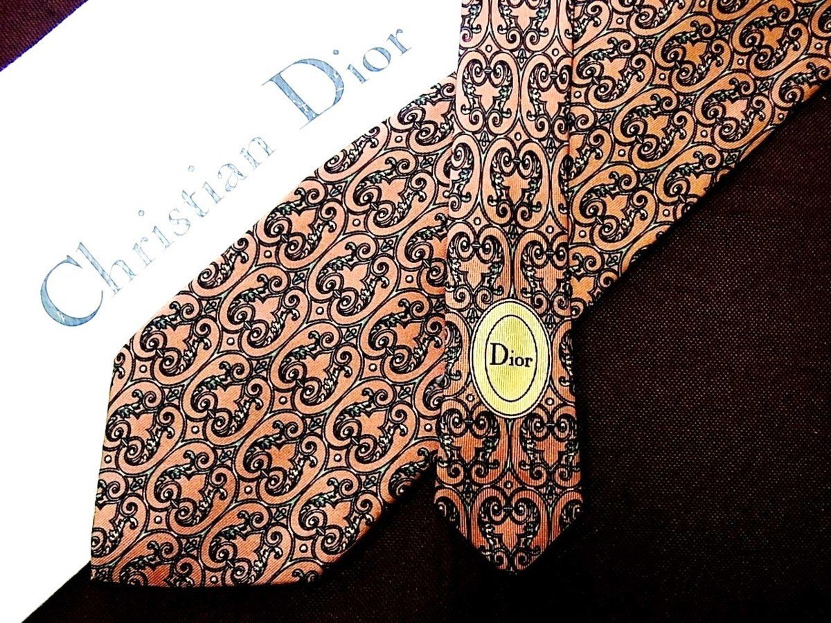 ♪24135C♪良品【葉っぱ 装飾 柄】ディオール【Christian Dior】ネクタイ_画像1