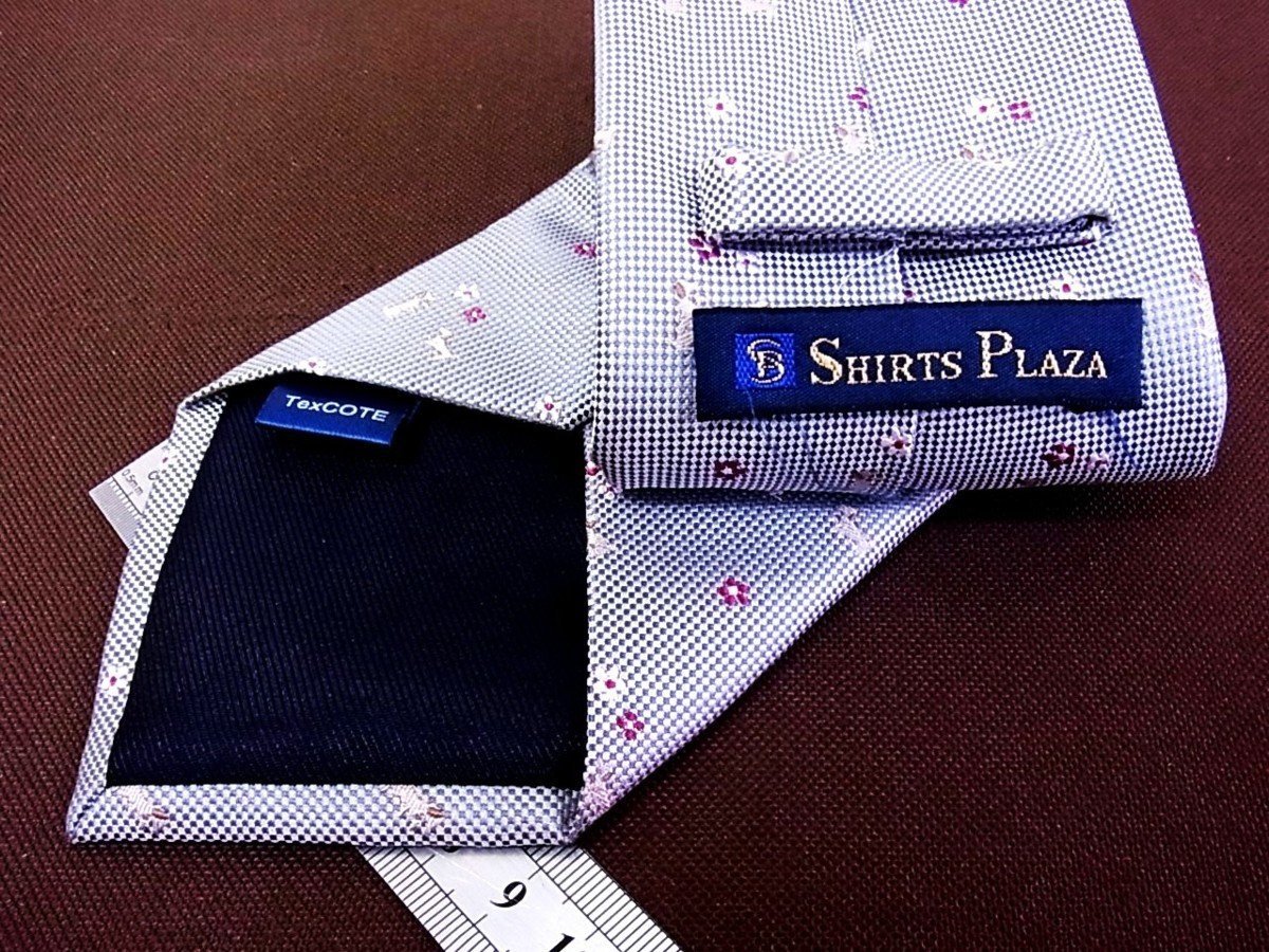 ♪6438C♪良品【刺繍 犬・イヌ 花 柄】 シャツプラザ【SHIRTS PLAZA】 ネクタイ_画像2