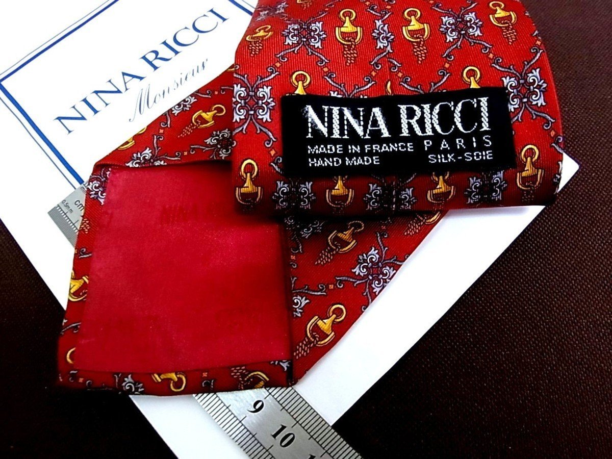 ♪8309C♪良品【ドアノッカー 植物 装飾 柄】ニナリッチ 【NINA RICCI】ネクタイ_画像2