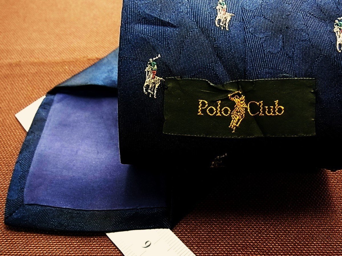 ♪3372D♪状態並品【馬 乗馬 ロゴ入 柄】ポロ クラブ【Polo Club】ネクタイ_画像2