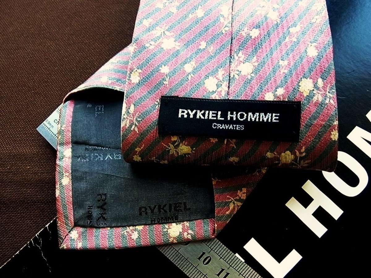 ♪22283D♪状態並品【花 植物 小花 柄】ソニアリキエル【RYKIEL HOMME】ネクタイ_画像2