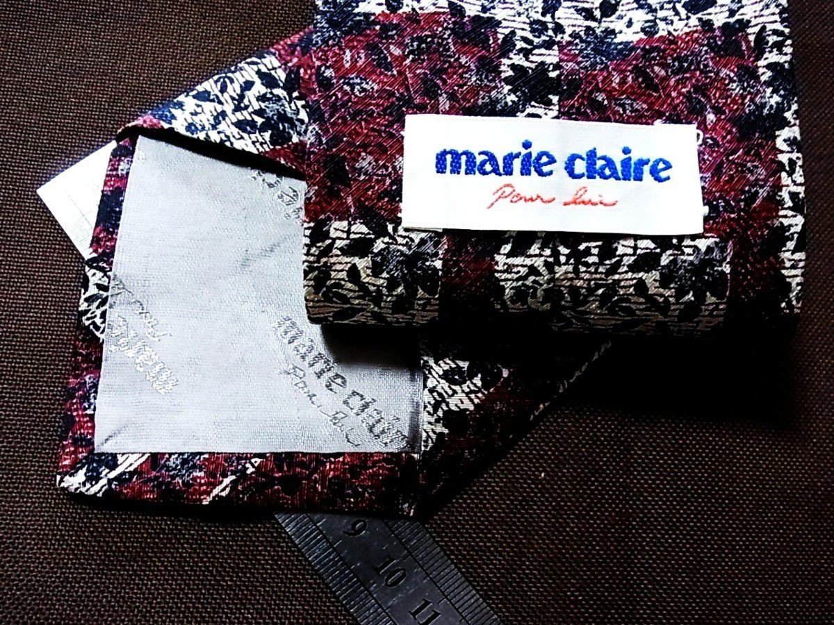 ♪7536C♪良品【植物 葉 柄】マリクレール【marie claire】ネクタイの画像2