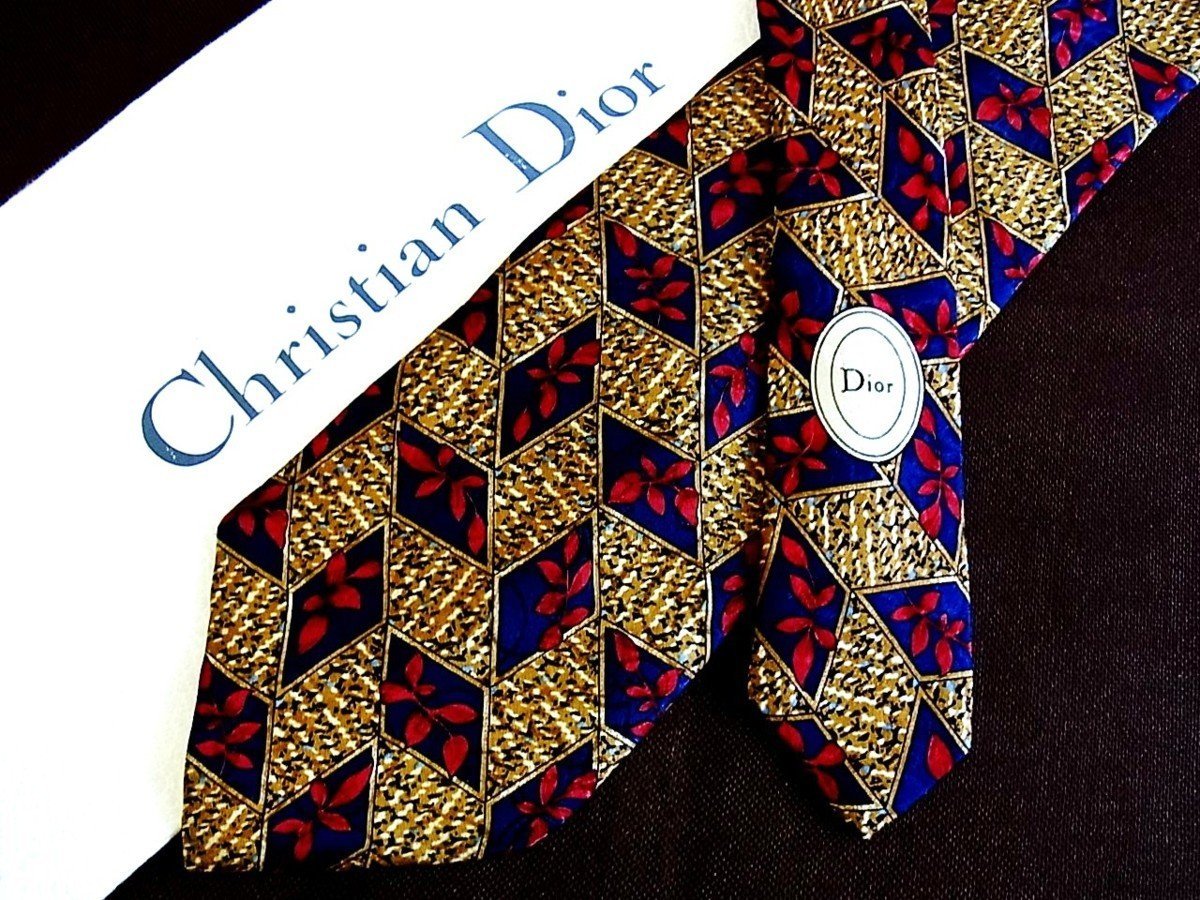 ♪9041C♪良品【葉っぱ 植物 柄】ディオール【Christian Dior】ネクタイ_画像1