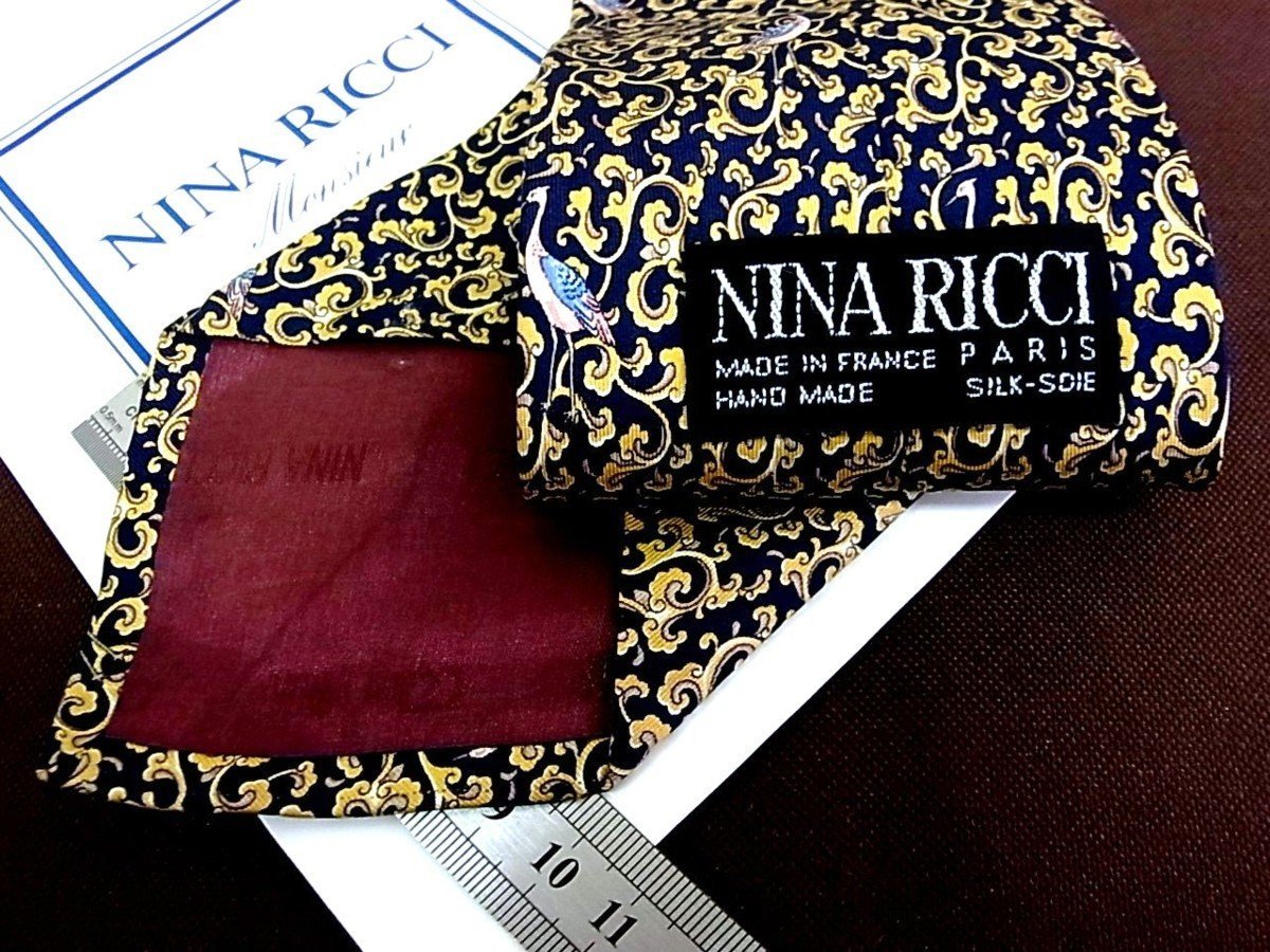 ♪8307C♪良品【孔雀 鳥 装飾 柄】ニナリッチ 【NINA RICCI】ネクタイ_画像3