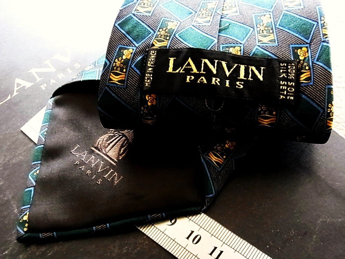 ♪今週の特売980円～♪0811♪状態並品【LANVIN】ランバン 【花 カード 柄】ネクタイ♪_画像2