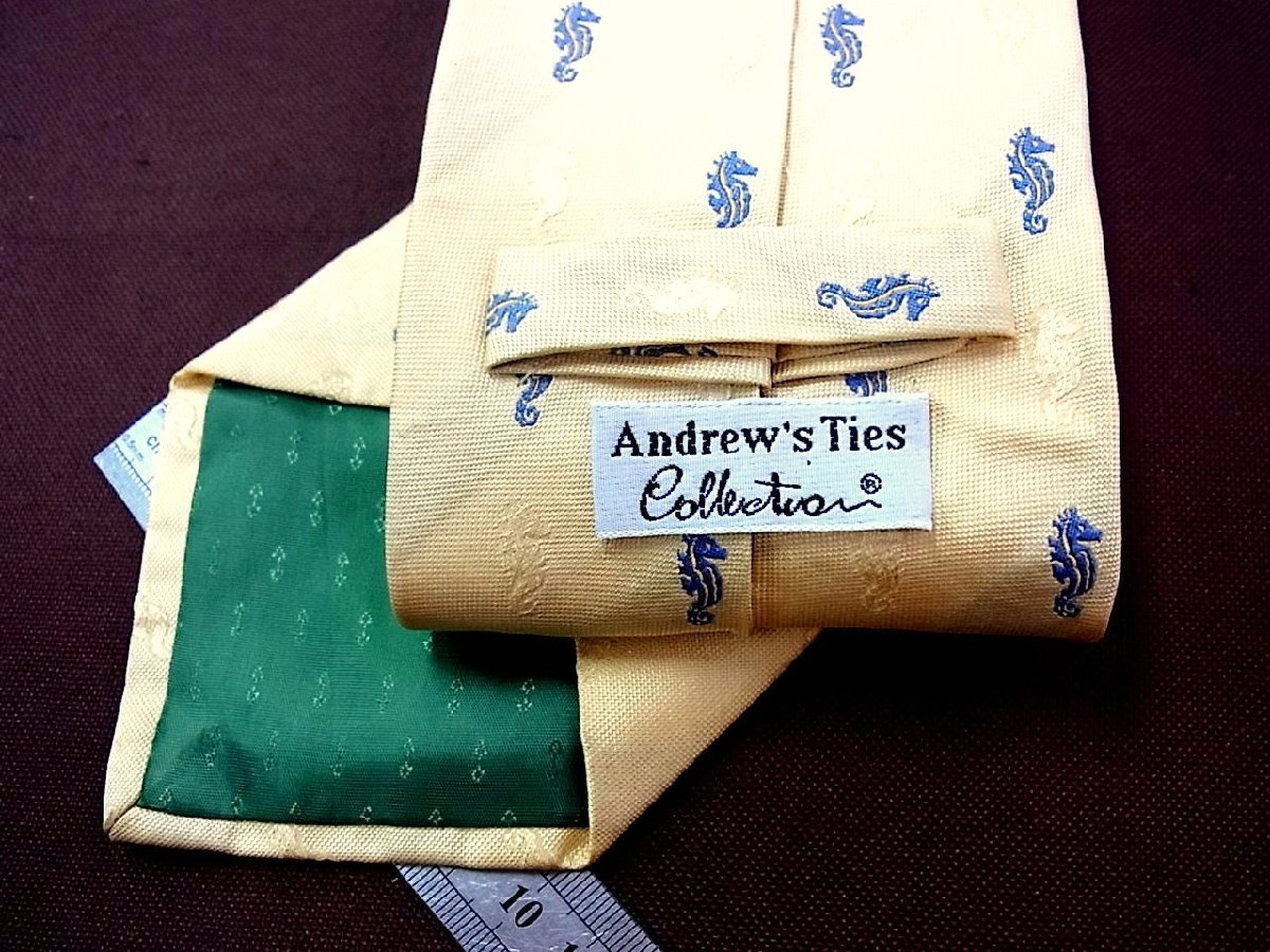 ♪24575D♪状態並品【刺繍 タツノオトシゴ 竜 柄】アンドリューズ【Andrew's Ties】ネクタイ_画像2