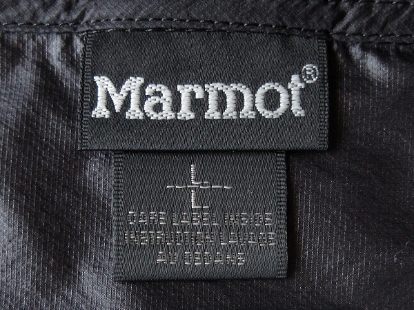 新品タグ付 Marmot マーモット ZERO BREEZE JACKET ロゴ刺繍 軽量 ナイロン ゼロブリーズジャケット フード パーカー L 黒 ブラック_画像9