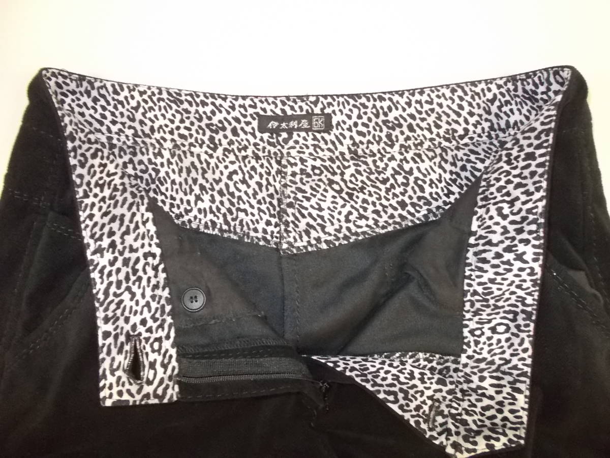 a1213* Italiya GK брюки * размер 9 чёрный цвет черный ita задний длинные брюки полиэстер ( жесткий to обработка ) талия обратная сторона Leopard рисунок 4E