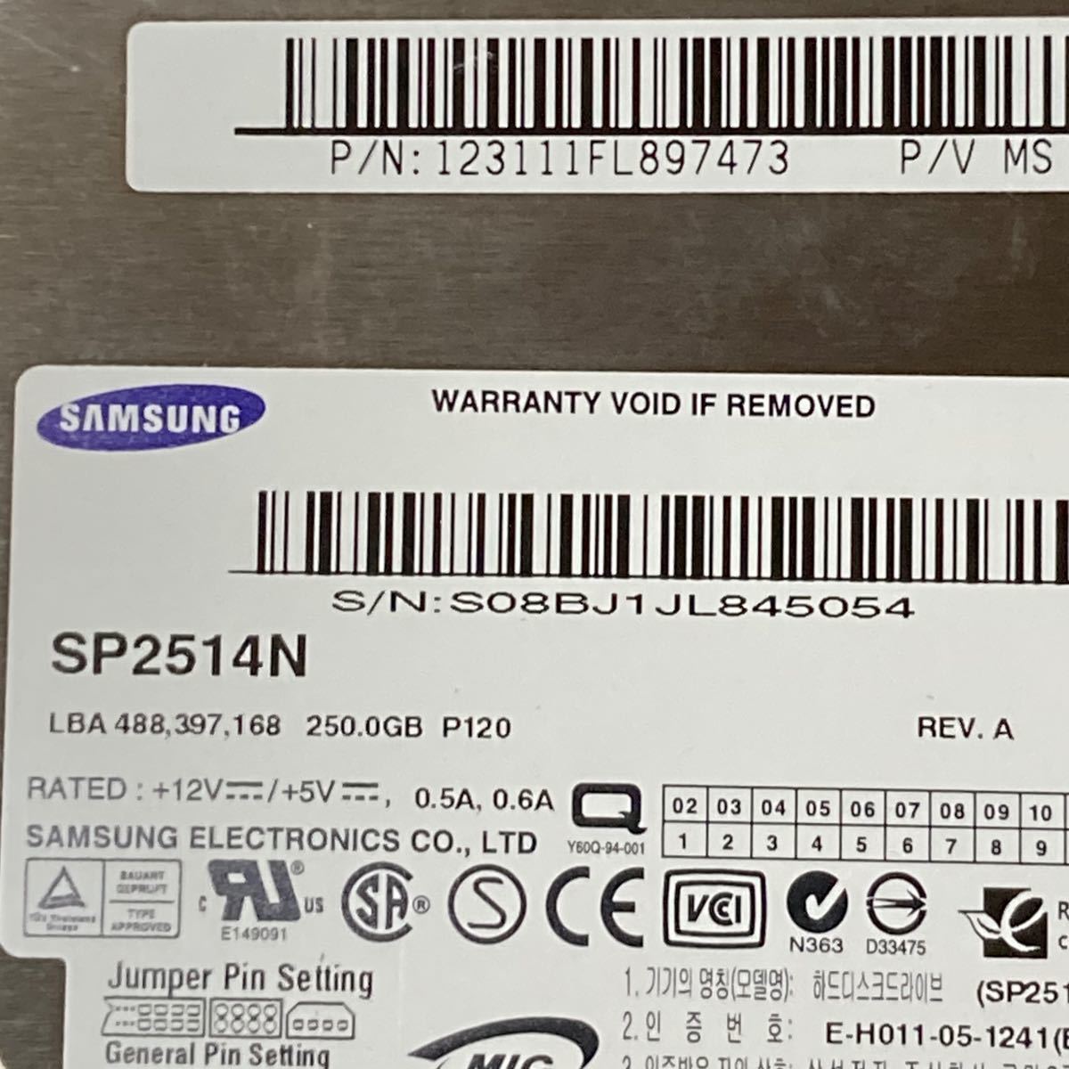 SAMSUNG SP2514N 3.5インチ　　　　250GB ATA/133 IDE HDD 2台