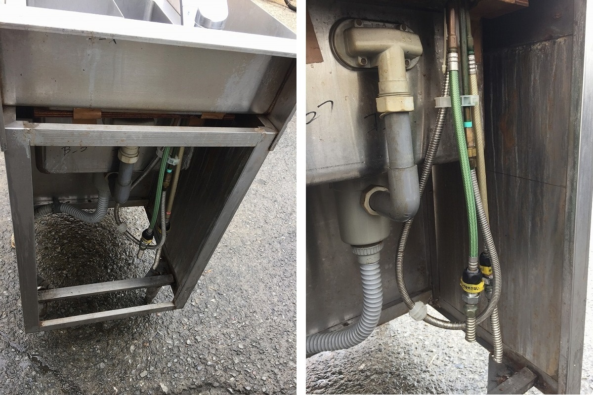 △厨房機器 業務用 1槽シンク 水栓金具付/W51cm D80cm H107cm △厨房機器 業務用 1槽シンク 水栓金具付/W51cm D80cm H107cm
