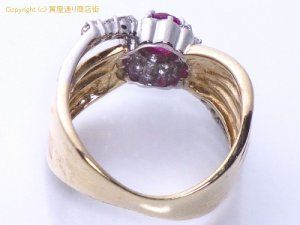 ルビー ダイヤ0.26ct 四連風 K18 プラチナ リング 9号_画像4