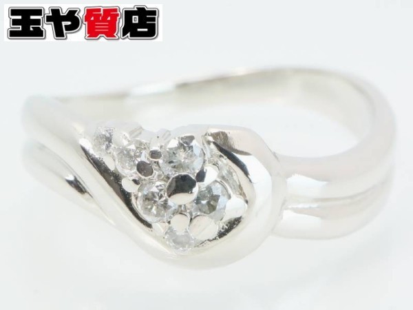 ダイヤ0.15ct フラワー デザイン リング 11号 プラチナ pt900 新品同様