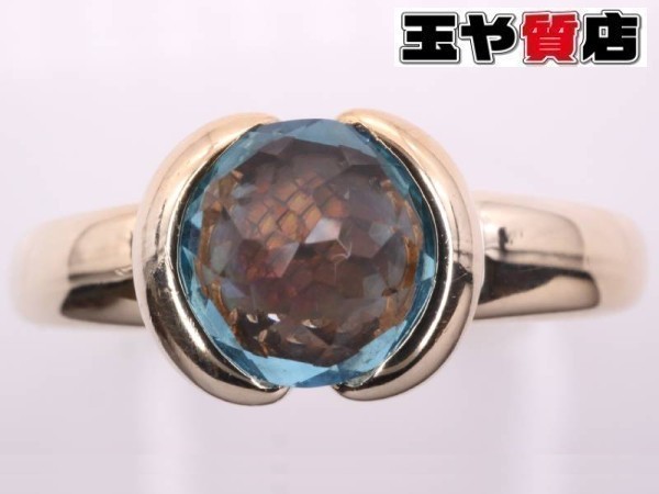 4℃ ブルートパーズ オパール デザイン リング 11.5号 K18YG イエロー 4℃ ブルートパーズ オパール デザイン リング 11.5号 K18YG イエロー