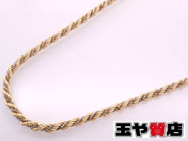 ITALY ベネチアン ロープ ロング ネックレス 750 K18YG WG イエローゴールド ホワイトゴールド