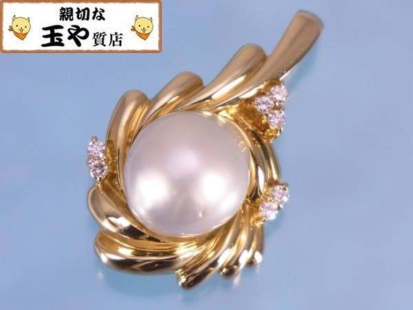 殿堂 バロックパール 12～13.5ミリ ダイヤ0.17ct K18 ペンダント