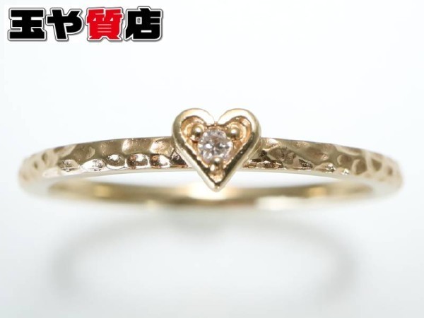 数量限定】 ノジェス ダイヤ0.01ct ハート K10 ピンキーリング 3号