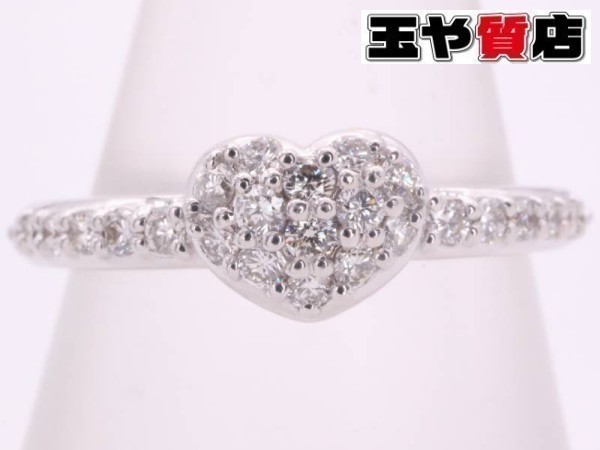 ポンテヴェキオ 美品 ダイヤ0.25ct ハート リング 9号 K18WG ホワイトゴールド_画像1