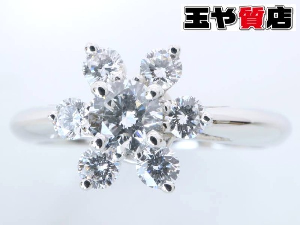 ティファニー ダイヤ 7P バターカップ 花 リング 6.5号 pt950 新品同様