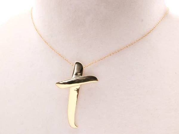 ティファニー ネックレス 美品 キス 750 K18YG イエローゴールド
