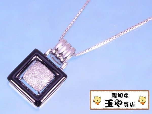 K18WGオニキス・ダイヤモンドプチネックレス-
