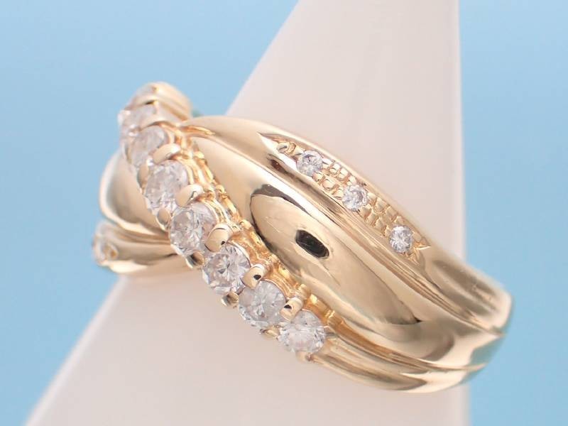 リング ダイヤ0.52ct 11号 K18 デザイン 三連 指輪 非常に高い品質 三連