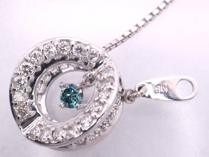 ダイヤ0.45ct デザインペンダント ベネチアンネックレス K18WG