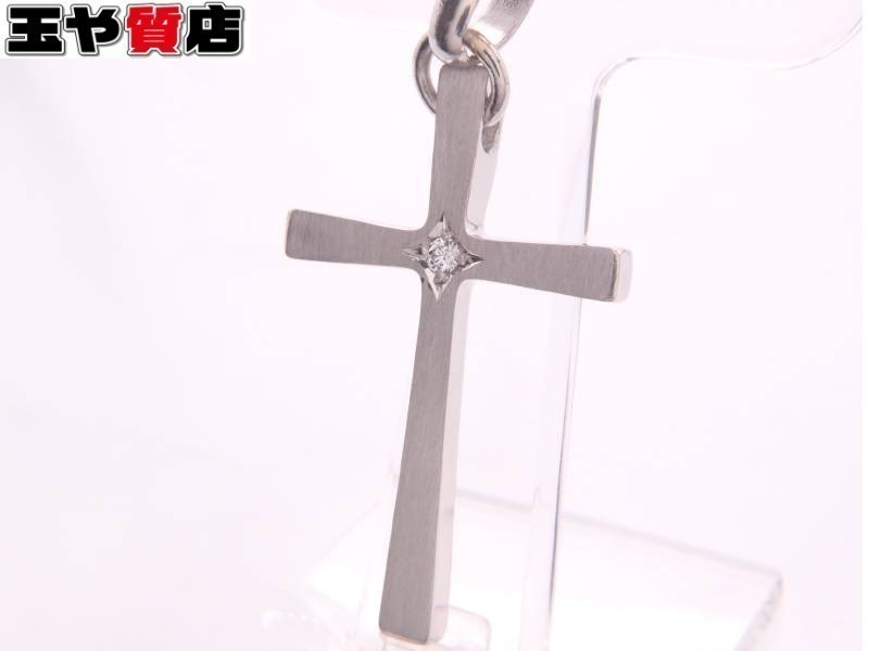 ダイヤ0.07ct クロス ペンダントトップ pt900 プラチナ