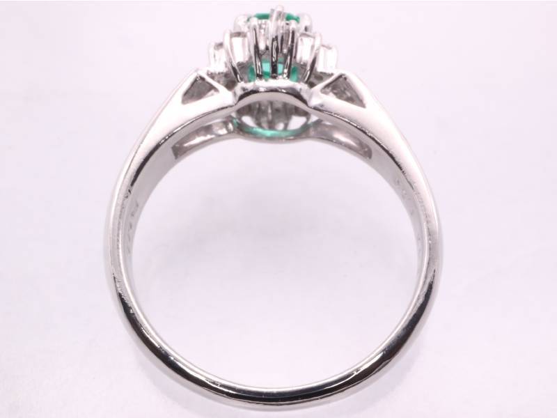 エメラルド0.43ct ダイヤ0.26ct デザイン リング 11.5号 pt900