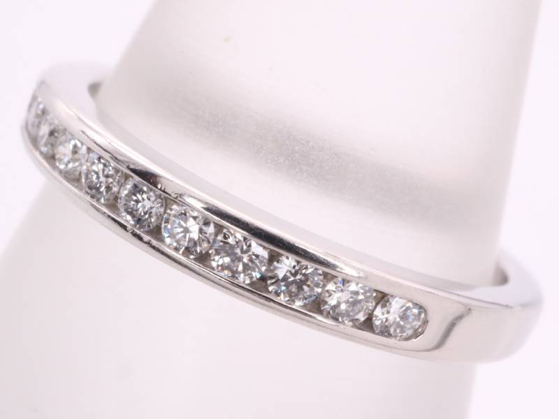  Tiffany beautiful goods diamond half Eternity channel setting band ring 8 number pt950 platinum 