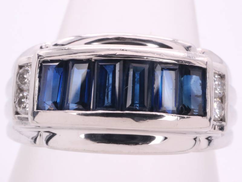 サファイヤ ダイヤ0.09ct デザイン リング 11号 pt850 プラチナ