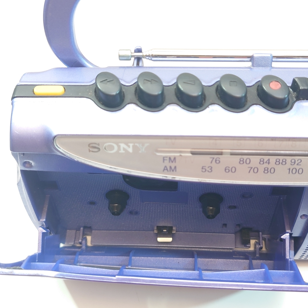2A347EOO【動作良好】SONY ラジオカセットレコーダー CFM-E3TV ソニー 07年製 ブルー 防災 台風 地震 自然災害への備えに_画像8