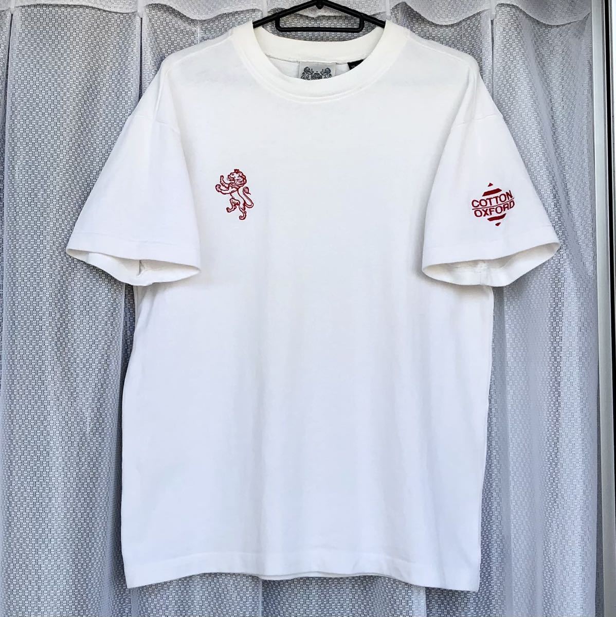【関税 送料無料】BODE ライオン コットン ロゴTシャツ 美品 COTTON OXFORD / ロゴ刺繍 半袖Tシャツ M白 カットソー