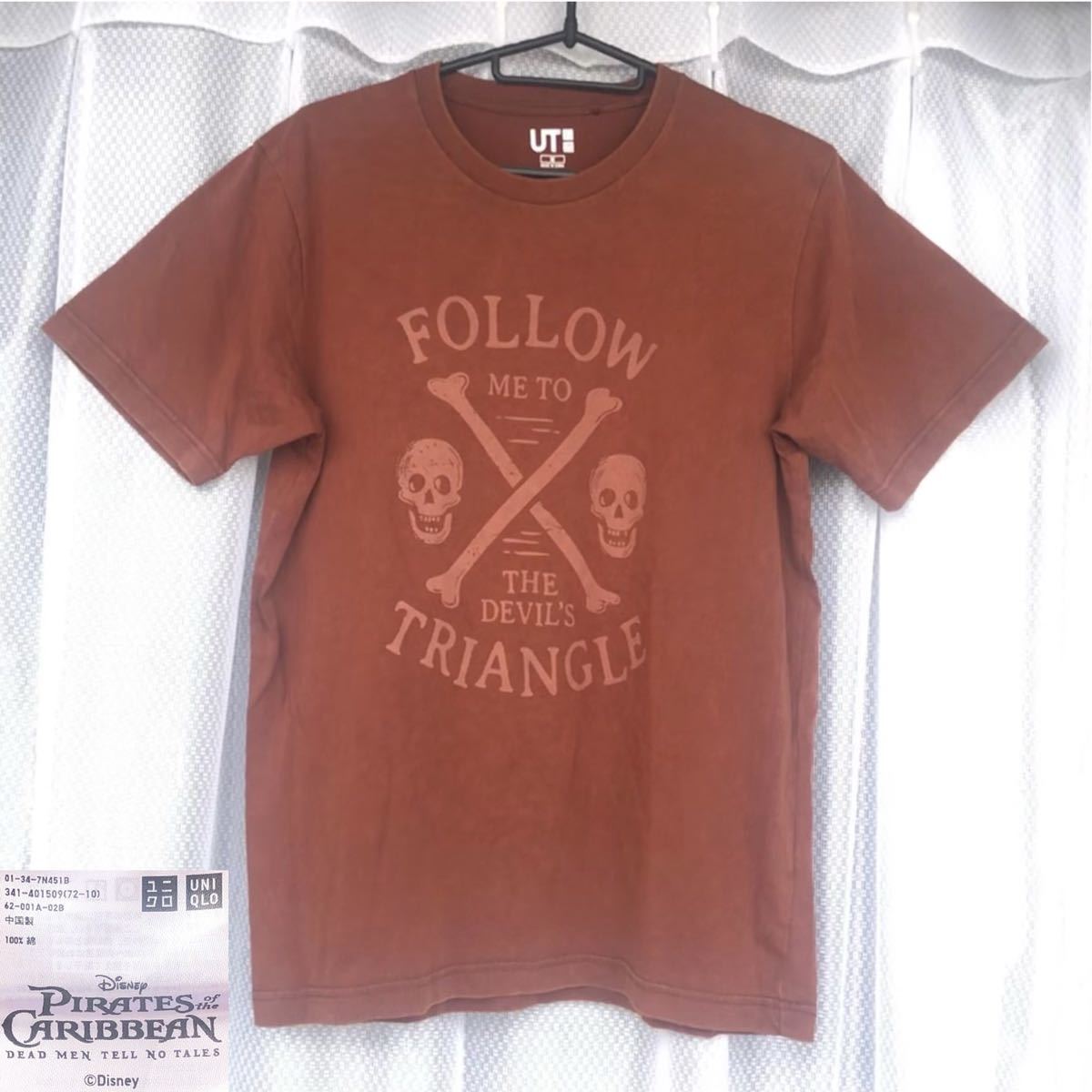 美品★UT UNIQLO × PIRATES OF THE CARIBBEAN Tシャツ「FOLLOW ME TO DEVIL'S TRIANGLE」M茶★ユニクロ パイレーツ・オブ・ザ・カリビアン