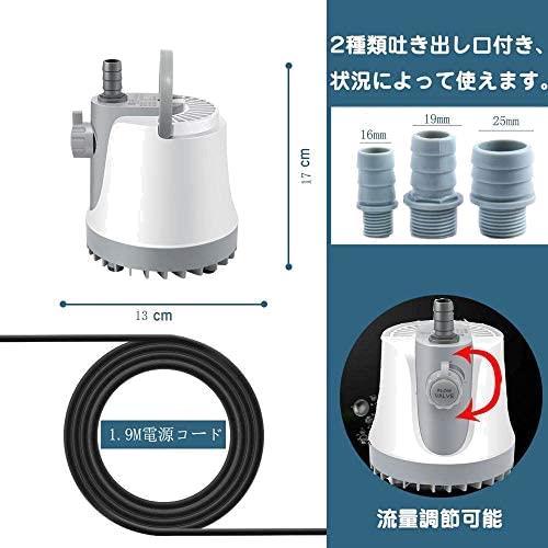 ★サイズ:60W★ LUAKY 水中ポンプ 底部入水式 吐出量3000L/H 給水 排水ポンプ 循環ポンプ 水耕栽培ウォーターポンプ 家庭水族館 池 水槽_画像3