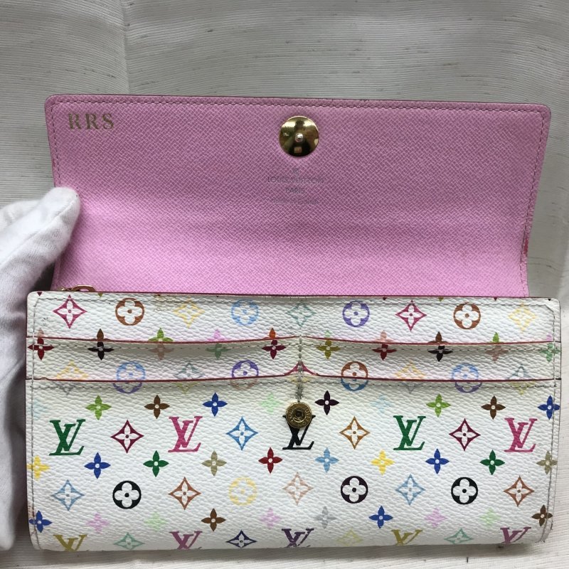 ＬＯＵＩＳ ＶＵＩＴＴＯＮ 【イニシャル入り】 ルイヴィトン ポルトフォイユ・サラ Ｍ９３７４３ マルチカラー 白 長財布 鞄/246 