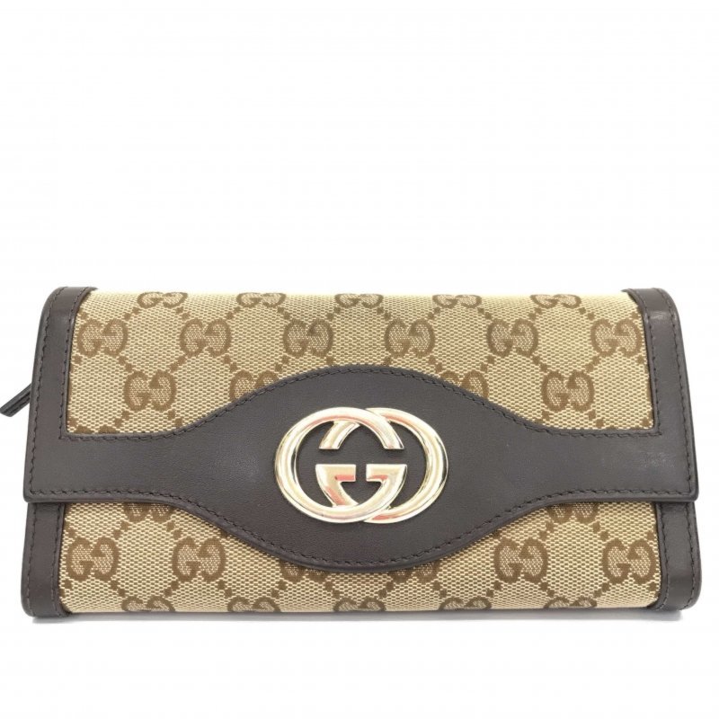 GUCCI ロングウォレット 長財布 グッチ GGキャンバス×レザー