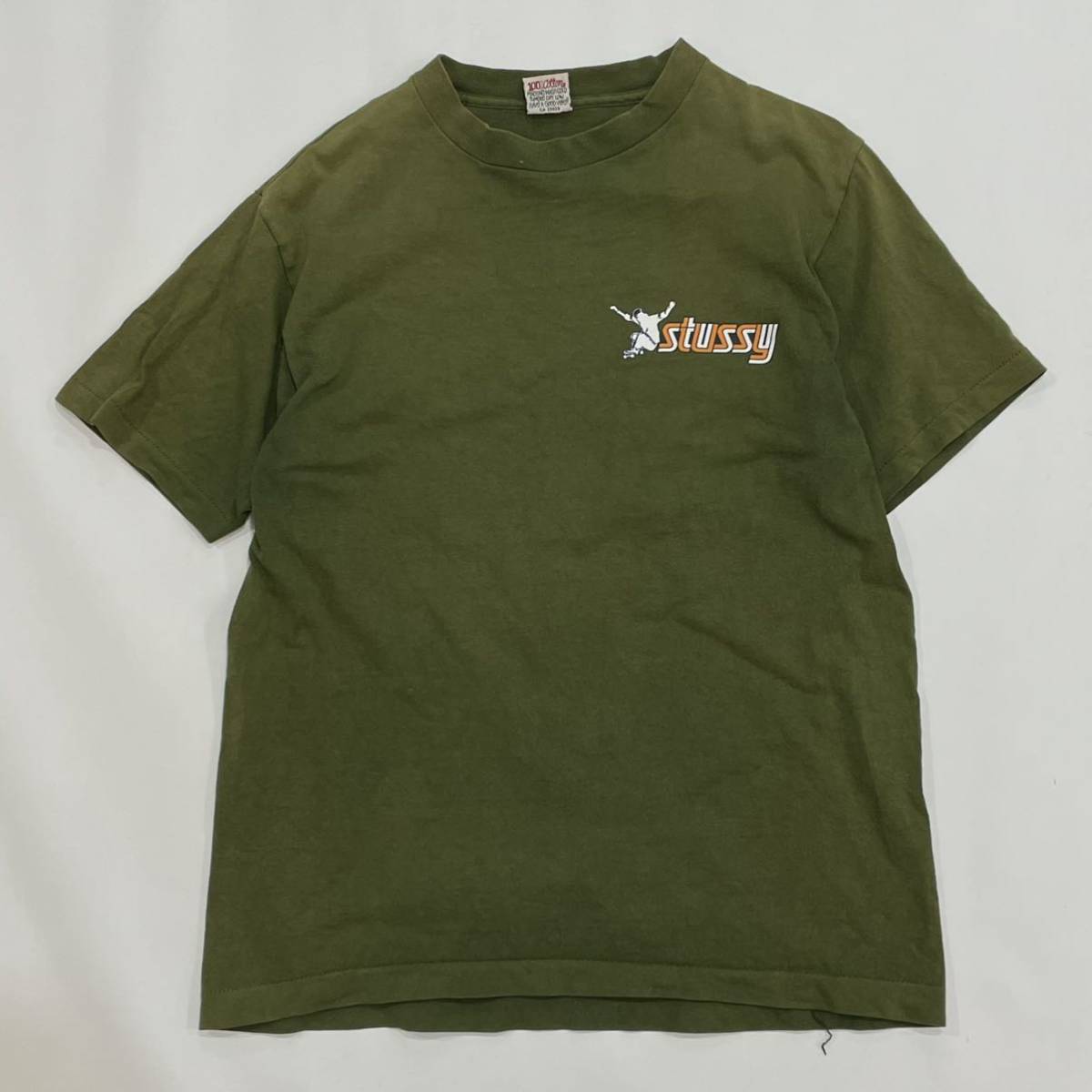 希少!!90's USA製 STUSSY 白タグ スケーター ロゴ プリント Tシャツ(M