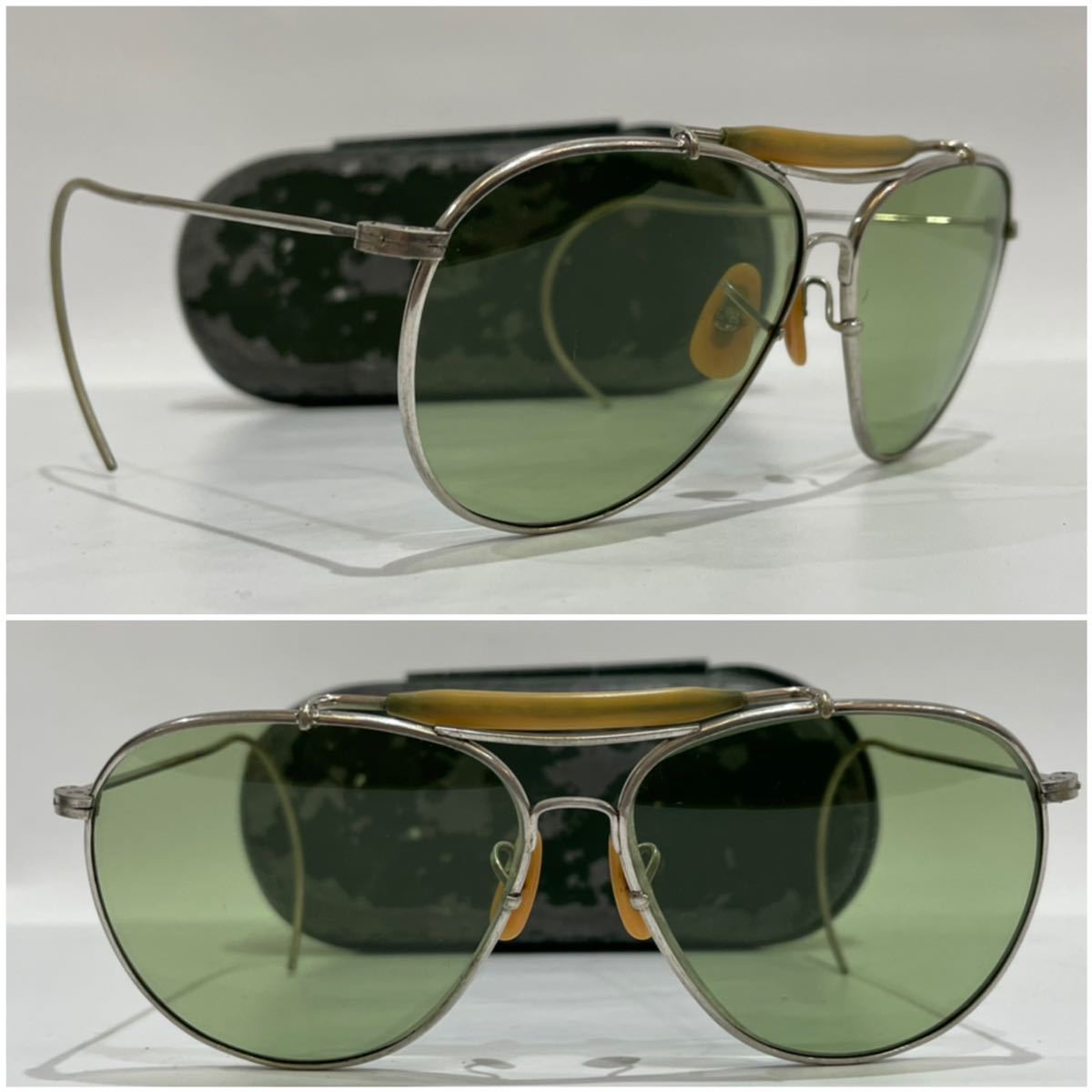  ultra rare!30\'s B&L Bausch&Lomb the truth thing boshu rom made First aviator [#3 glass lens ]USA made originator RayBan Ray-Ban military 