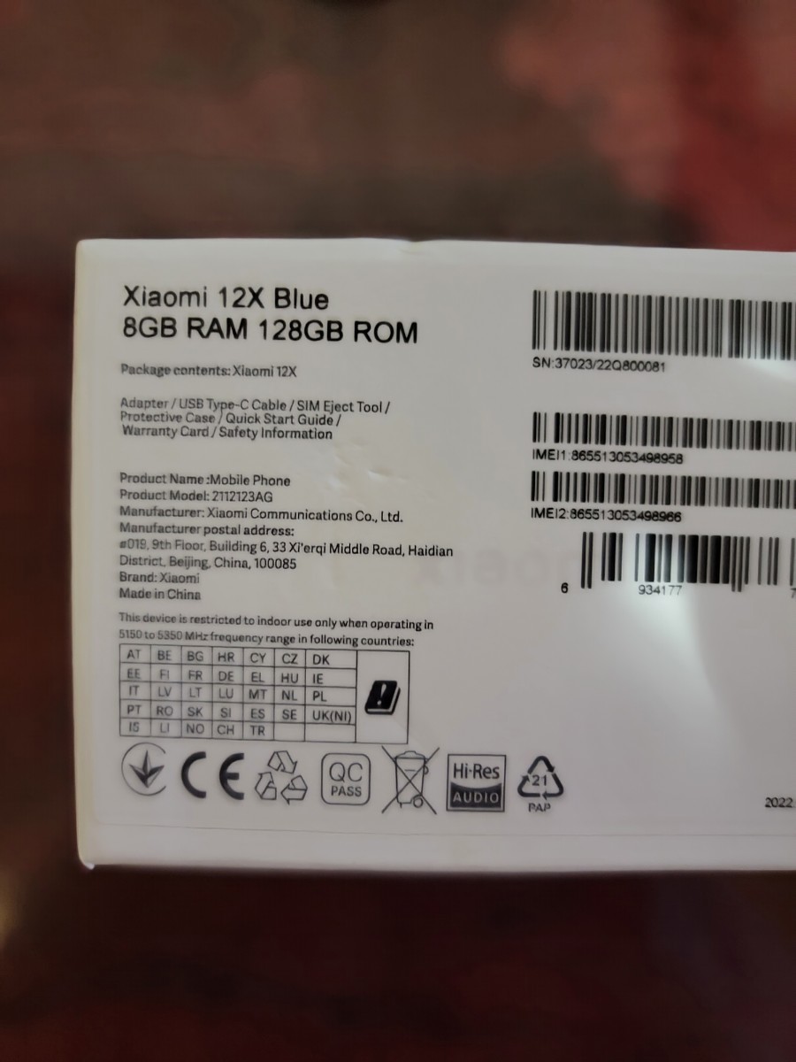 Xiaomi 12X 8GB128GB ブルー グローバル版 www.pibid.org