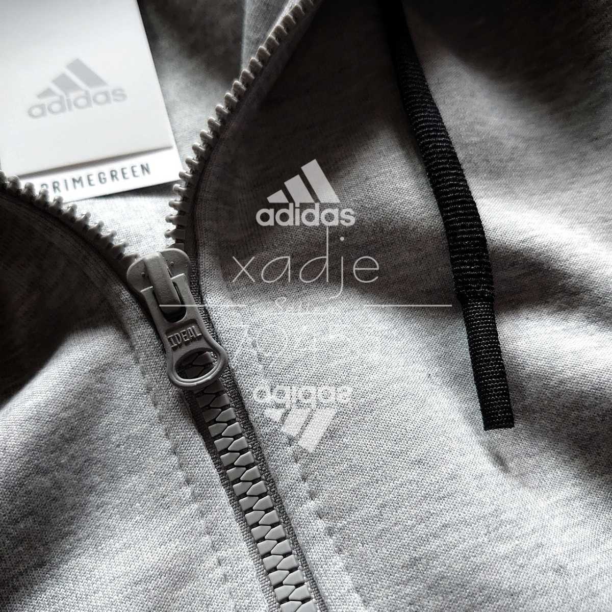 新品 正規品 adidas アディダス 上下セット パーカー スウェットパンツ セットアップ ロゴ 灰 グレー 黒 L_画像4