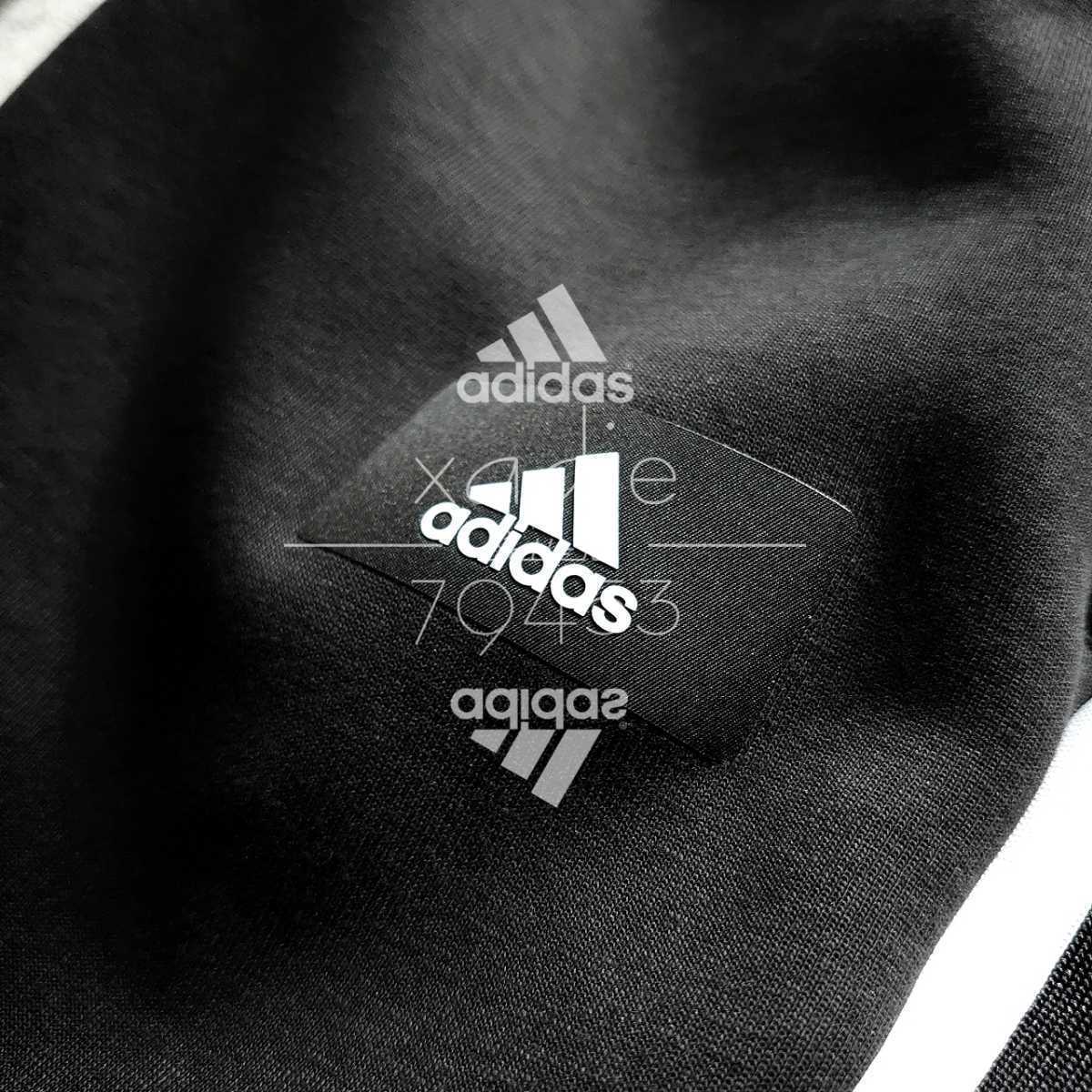 新品 正規品 adidas アディダス 上下セット パーカー スウェットパンツ セットアップ ロゴ 黒 ブラック 白 O ( XL )_画像9