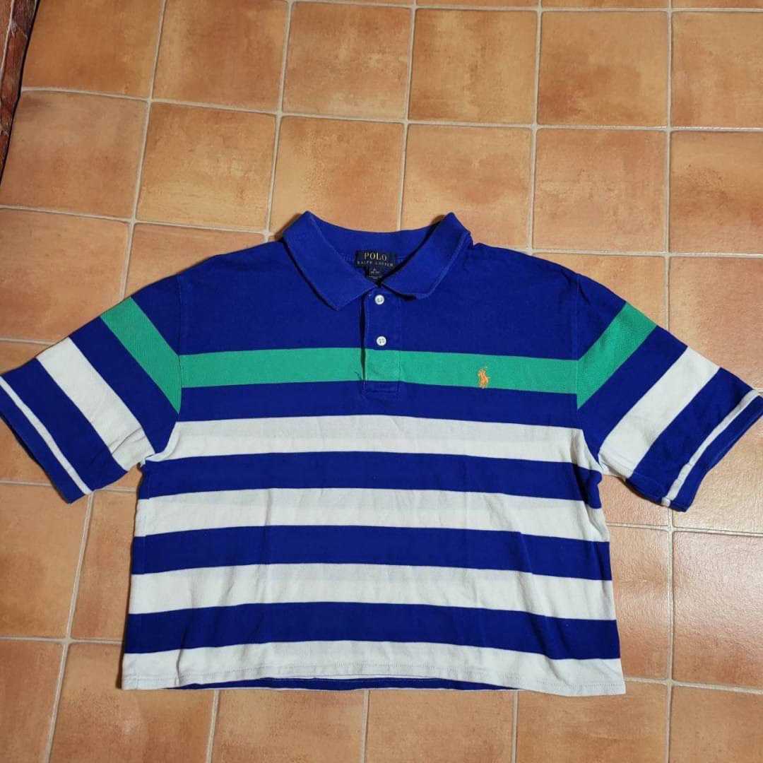 POLO RALPH LAUREN　ポロ ラルフローレン　半袖ボーダーポロシャツ　ポロシャツ ブルーベース　サイズXL_画像1