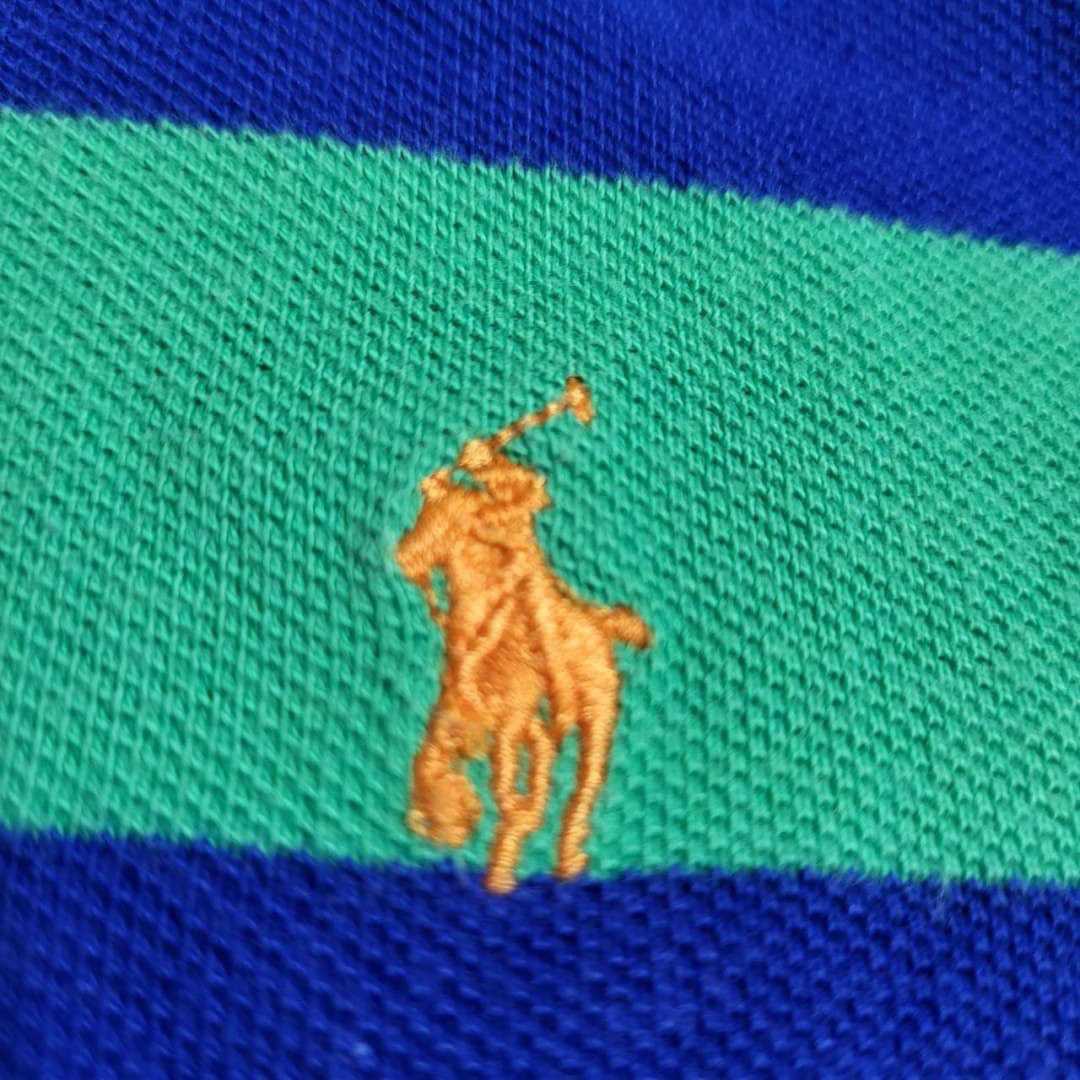 POLO RALPH LAUREN　ポロ ラルフローレン　半袖ボーダーポロシャツ　ポロシャツ ブルーベース　サイズXL_画像7