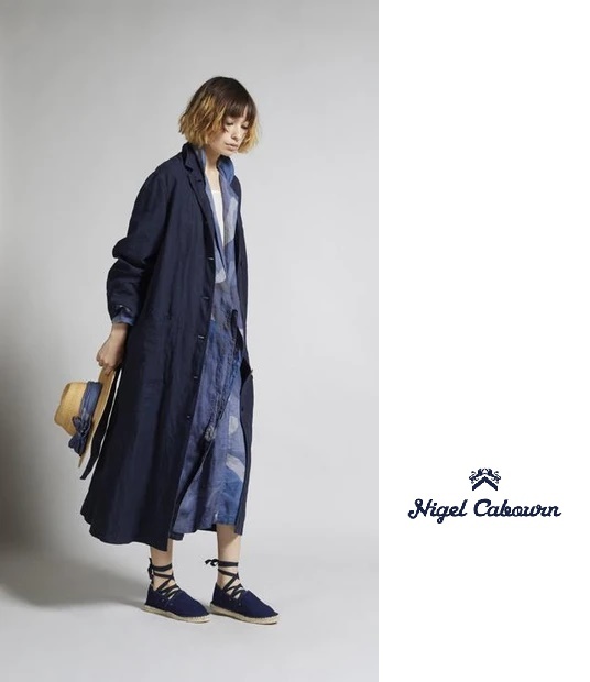 NIGEL CABOURN ATELIER COATlinen marks lie coat navy blue nai gel ke-bon