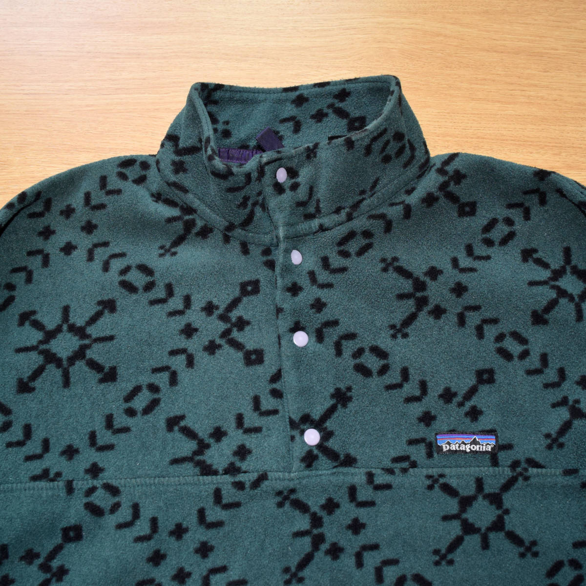 USA製 90s Old patagonia パタゴニア フリース シンチラ 総柄 値引販売 USA古着 チャコール シンチラ パタゴニア 90s プルオーバー フリース その他